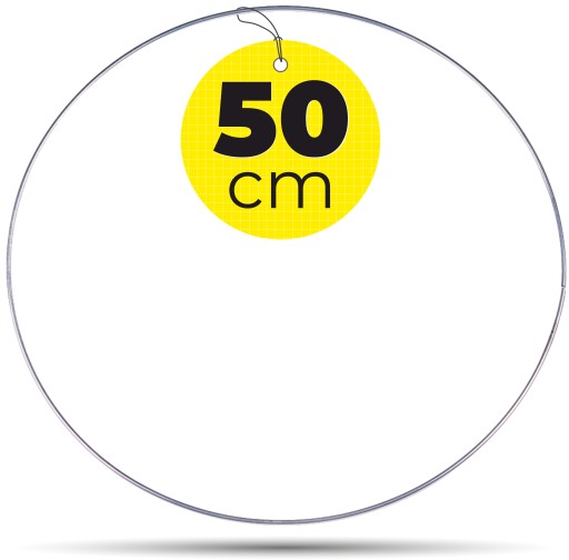 STRIEBORNÝ kovový prsteň na lapač snov, 50 cm