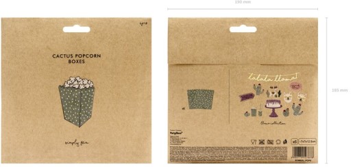 POPCORN BOXS mint KACTUS gold DOTS x6