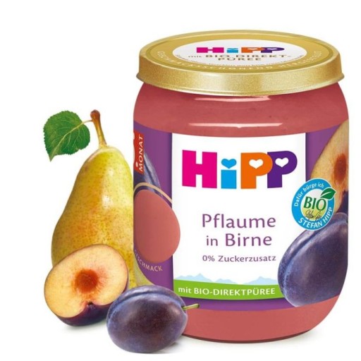 HiPP BIO ovocný dezert so slivkou a hruškou + jód