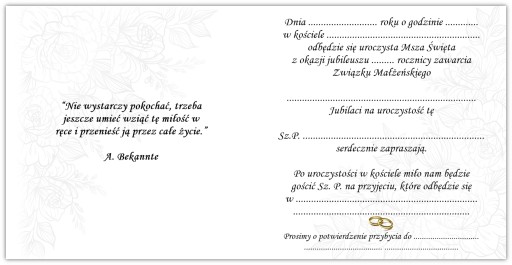 POZVÁNKY NA 25. VÝROČIE SVADBY - STRIEBORNÉ VÝROČIE + OMŠA