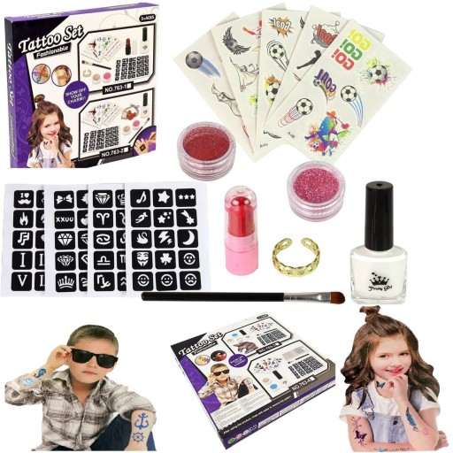 TETOVACIE ŠTÚDIO SET GLITROVÝCH UMÝVATELNÝCH TETOVANÍ