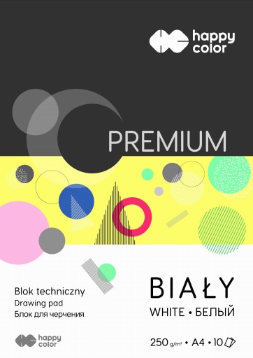Biely technický blok A4/250g Happy Color 10 listov.