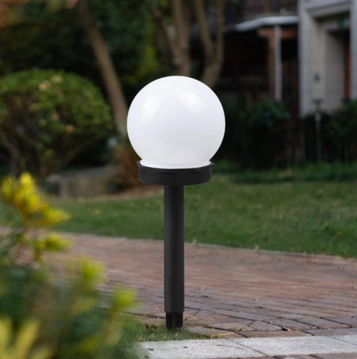 solárna záhradná lampa, mliečna, BIELA GUĽA 10cm P011