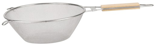 Oceľové kuchynské sitko 18 cm, drevená rukoväť.