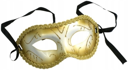ZLATÁ KARNEVALOVÁ MASKA S GLITROVÝMI KARNEVALOVÝMI MASKAMI
