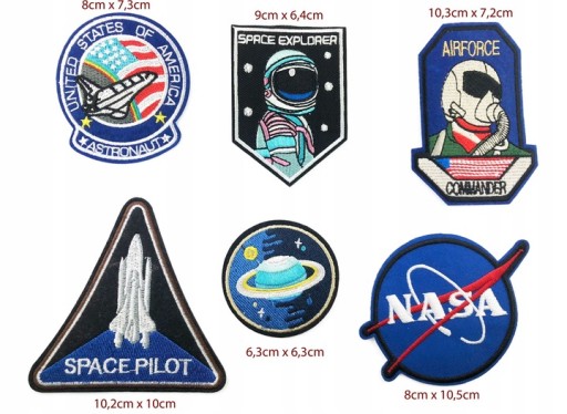 TERMOAPLIKÁCIE nažehľovacie záplaty SADA 6 ks záplat NASA SPACE