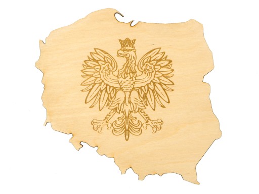Drevená plaketa mapa erb znak POĽSKÁ rytina