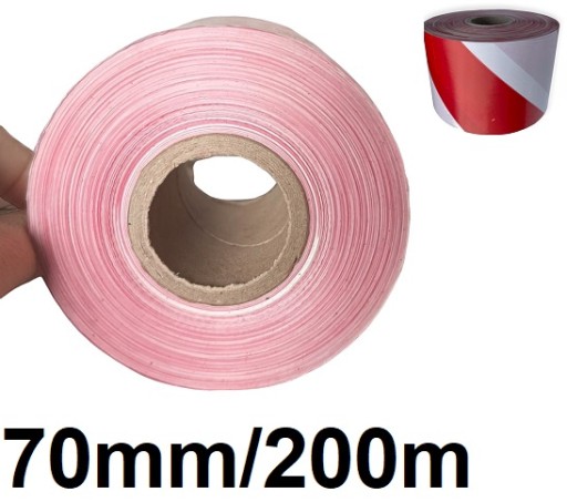 VÝSTRAŽNÁ PÁSKA 70mm 200m biela a červená 7cm na oplotenie výkopov