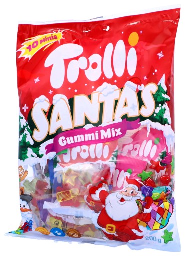 Ovocné gumičky VIANOČNÝ TVAR Trolli Santas MIX CHUTÍ 200g DE