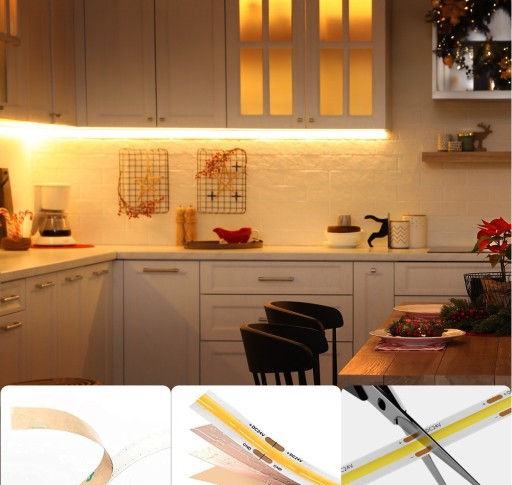 Neónový COB LED pás 24V 1m 320 diód 3000K TEPLÝ BIELY HOMOGÉN 8MM