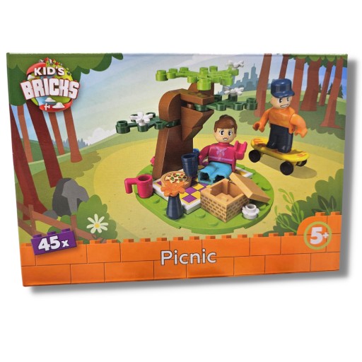 BLOKY PRE DETSKÉ TEHLY DETSKÉ TEHLY PIKNIK 45 EL 5+ SADA PLASTOVÝCH PUZZZEL
