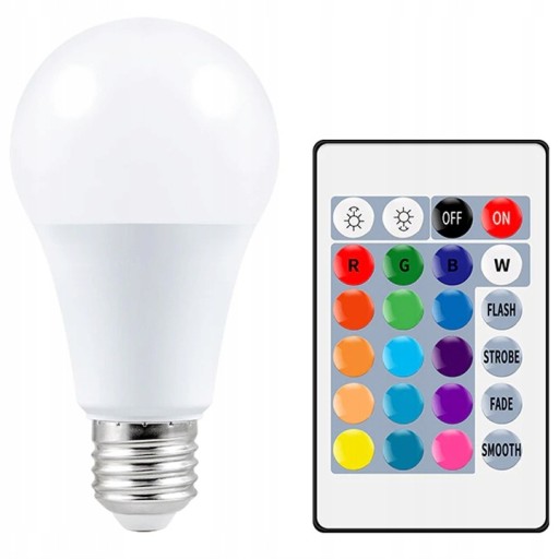 E27 12W RGB LED ŽIAROVKA, FAREBNÁ, STMIEVATEĽNÁ, DIAĽKOVÉ OVLÁDANIE