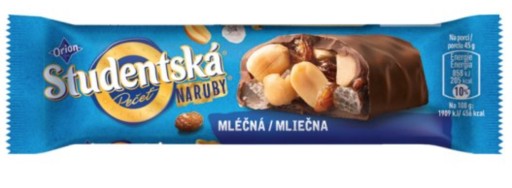 Študentská tyčinka v mliečnej čokoláde 45g