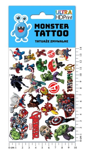 UMÝVAJÚCE DOČASNÉ TETOVANIE PRE DETI DETSKÉ AVENGERS ORIGINÁLNE DIZAJNY
