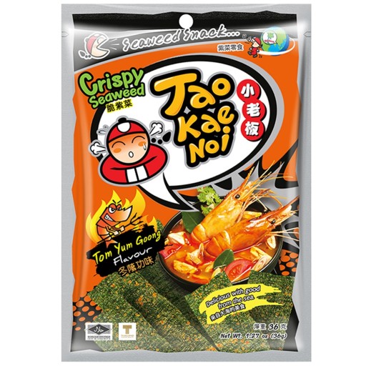 Chrumkavé občerstvenie z rias Nori Tom Yum Pikantné 32g ZNAČKA TAOKAENOI