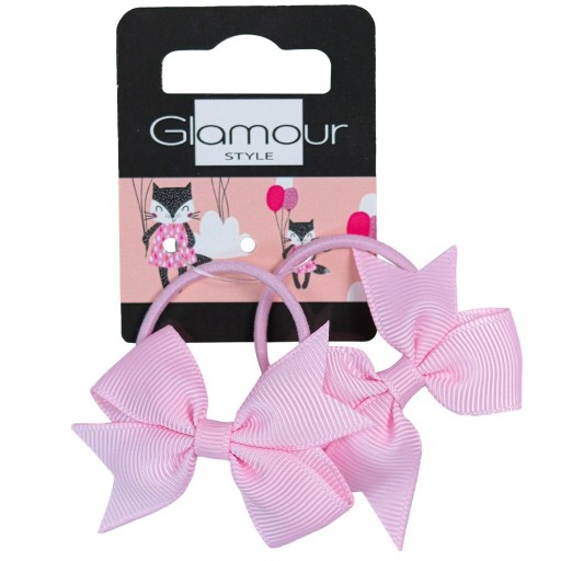 Glamour detské gumičky do vlasov Pink Bows 2 ks.