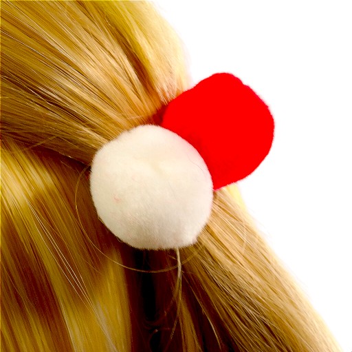 Bielo-červené gumičky do vlasov Pompom