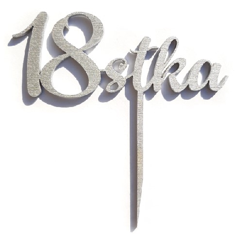 18th 18th birthday topper, nápis, 11cm, silver