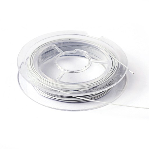 Oceľové lano na šperky s nylonovým poťahom, biely dym, 0,38 mm, 10 m/ cievka