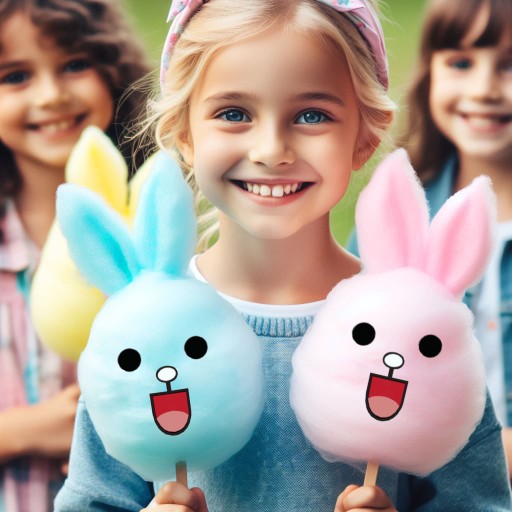 JEDLÉ NÁLEPKY na oblátku z cukrovej vaty na tyčinkách Králičia tvár