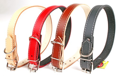 Kožený obojok s filcom psík 20-27cm/10mm Červený