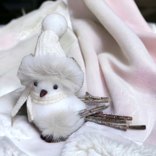 BIRD veľký 13cm vtáčia plsť kožušina ozdoba vetvičky figúrka čelenka veniec ECRU