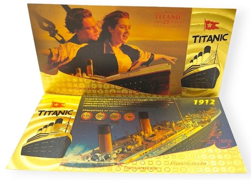 TITANIC Krásna pozlátená bankovka zberateľský darček MENY NA NARODENIA