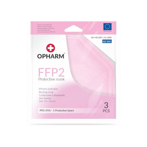 FFP2 OPHARM Ochranná maska 3 ks - PASTEL RUŽOVÁ
