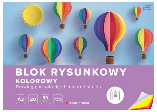 A3 farebný blok na kreslenie, farebné listy papiera (60037)