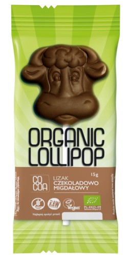 ČOKOLÁDOVÉ A MANDĽOVÉ LOLLY, BEZLEPKOVÉ, BIO 15 g - KAKAOVÉ