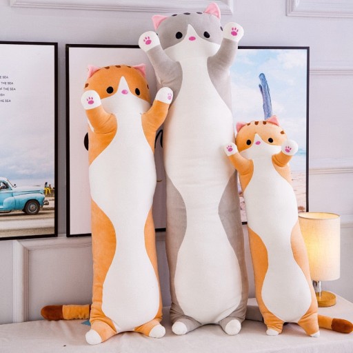 Dlhý vankúš maskota pre mačiatko plyšová mačka 50 cm XXL