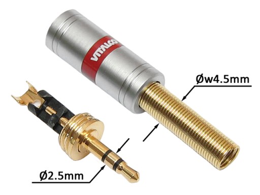 JACK konektor 2,5mm 3P TRS stereo HQ CHROME VITALCO