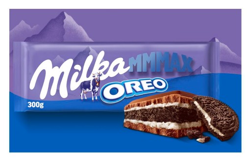 Milka veľká mliečna čokoláda Mmmax Oreo s Oreo sušienkami 300 g
