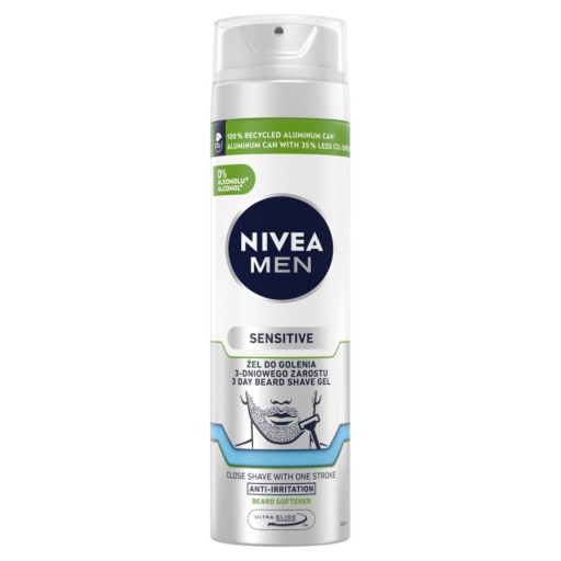 Nivea Men Sensitive gél na holenie na 3-dňové fúzy 200 ml