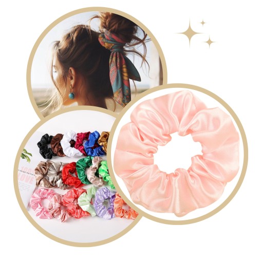 SATIN scrunchies gumička do vlasov, ružová, BEZPEČNÁ, lesklá, KOMFORTNÁ