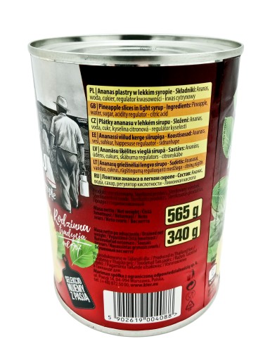 Plátky ananásu v sirupe LIGHT 565g SRDCE