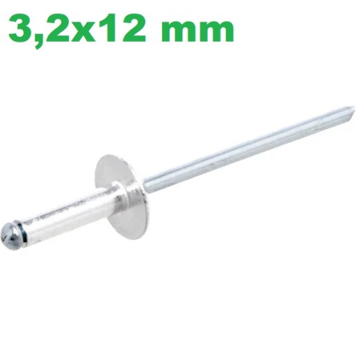 Alu trhací nit s veľkou hlavou 3,2x12mm / 50 kusov
