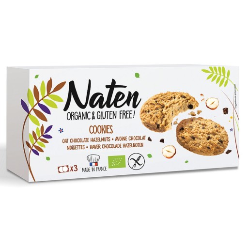 ovsené sušienky S ČOKOLÁDOU A LÍSKOVÝMI ORIEŠKAMI BIO BEZLEPKU 120 g -