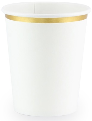 Biele papierové poháre Złoty Brzeg Birthday Communion Krst 260ml 6 ks.