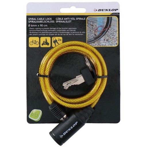 Špirálový zámok na bicykel Dunlop E8711252082585_YELLOW