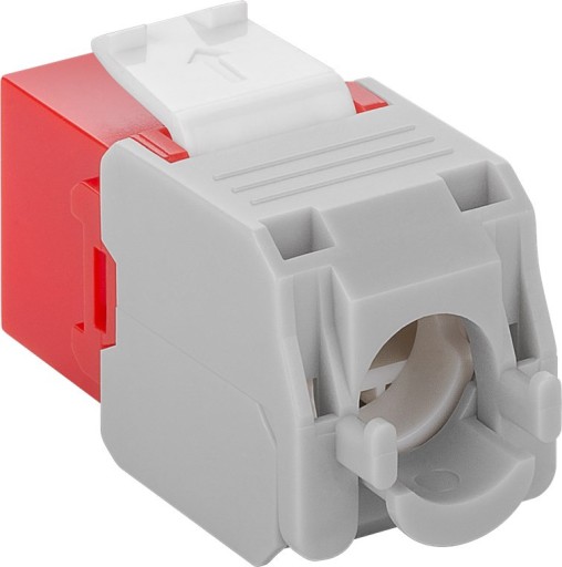 Keystone CAT6A RJ45 zásuvka, UTP, červená