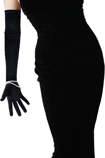 DLHÉ VEČERNÉ RUKAVICE SEXY ČIERNA RETRO 55