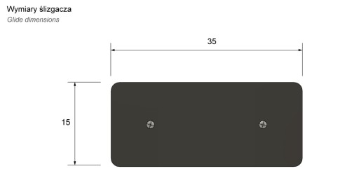 Nábytkový klzák s dvojitým klincom 15 x 35 mm, čierny