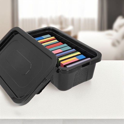 Plastový box na organizáciu nádob s krytom, 4,5l, lesklý čierny box