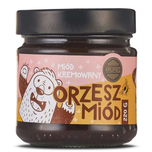 Prírodný krémový med s orechmi Orzeszmiód Krupiec 220g