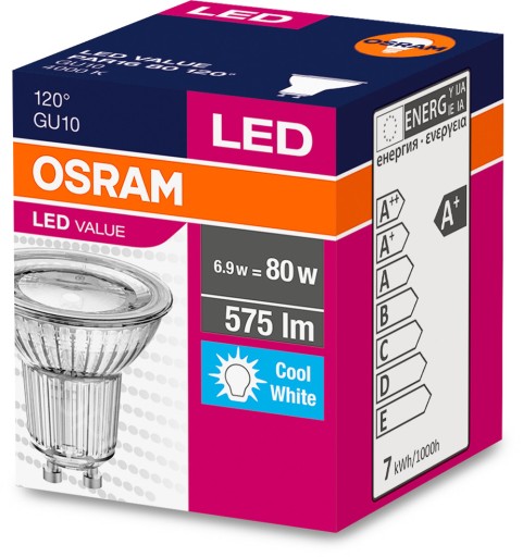 OSRAM LED žiarovka GU10 6,9W=49W 620lm 4000K 120°