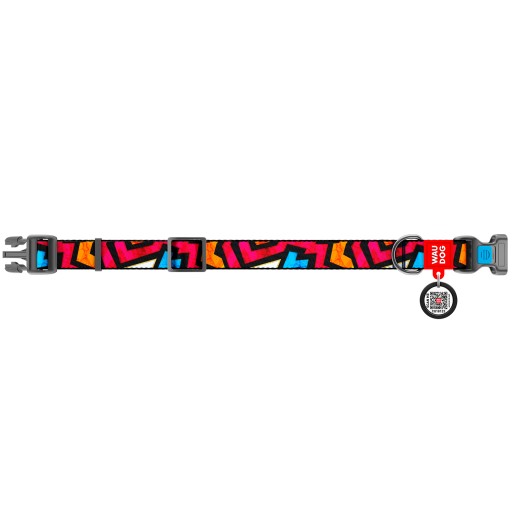 Nylonový obojok pre psa, kresba Graffiti, veľkosť M, 28-40 cm, 20 mm