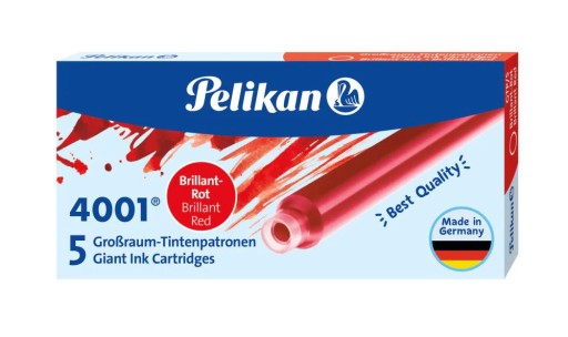 Dlhé atramentové náplne - Pelikan - bal 5 ks - ČERVENÁ