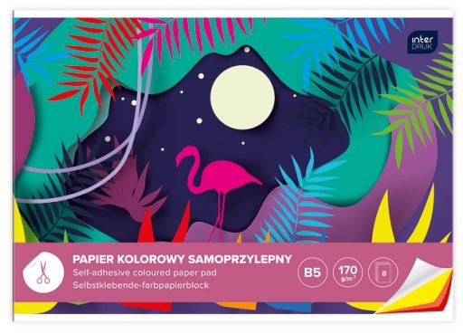 Farebný papier B5, 8 listov, samolepiaci INTERDRUK