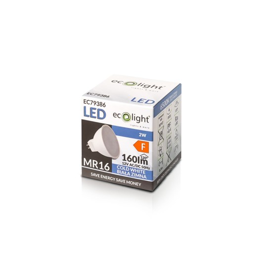 LED žiarovka MR16 12V 2W = 20W 160lm Studená